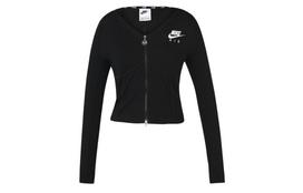 Nike Sportswear Women's Logo Embroidered Double-Zip Herringbone Jacket Black FD2377-010 XS gray