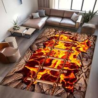 3D Optical Illusion Lava Area Rug Rock Cracks Print Floor is Lava Rug,Fun Abstract Lava Play Mats for Children Playing Carpet 40x60cm gray
