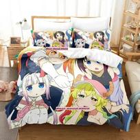 New Miss Kobayashi'S Dragon Maid Bedding Set Anime Three-Piece Set Adult Kid Bedroom Duvetcover Sets Fashion Conjunto De Cama EU Single 135x200cm