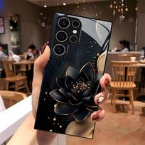 Lusha Flower pattern  glass Phone Case For Samsung Galaxy S26 S25 S24 S22 S23 Ultra S21 S20 Plus 5G  Non-Slip Full Cover Galaxy S25 FE