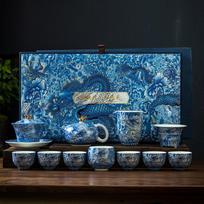 Genuine high-end pure handmade filigree silver dragon kung fu tea set enamel suet jade hover cover bowl Fengming pot