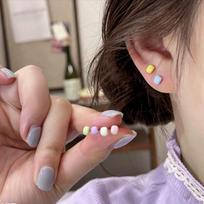 Dopamine Color Polka Dot Women's Stud Earrings: Chic, Versatile, High-End Design black
