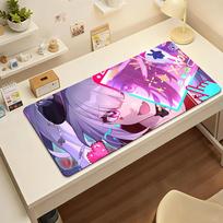 Gaming Mouse Pad Large Desk Mat Antislip Stitched Edges Cute Purple Anime Bunny Girl Nonslip Mat for Gaming  Office Use 300x800x2mm purple