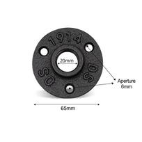 New Painted Floor Flange With Threaded Hole Industrial Vintage style Iron Pipe Flange Black Shelving Decoration Home (as the picture,16mm)
