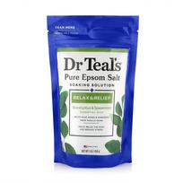 Dr Teal's Pure Epsom Bath Salt Soak, Relax & Relief with Eucalyptus & Spearmint, 450g