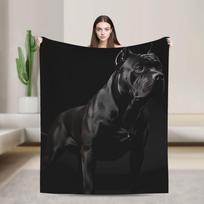 Cane Corso Super Soft Blanket Picnic Plush Throw Blanket Aesthetic Living Room Flannel Bedspread Sofa Bed Cover Size: 75*100cm, Weight: 230 GSM black
