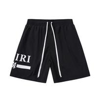 Cross-border European and American trendy brand amri lettering film letter logo casual shorts men's and women's high street elastic sports five-point S