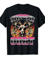 Men's Funny 3D Printed Throat Goat Graphic T-Shirt Black Retro Bold Print Loose Fit Cotton Tee S gray