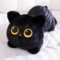 50-90Cm Big Soft Black Cat Sleeping Pillow Stuffed Animals Grey Cat Bed Waist Cushion For Her Birthday Valentine'S Day Gift Boy about 45-50cm black