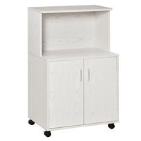 Rolling Kitchen Trolley Microwave Cart 2-Door Cabinet Storage Shelves w/ Wheels White 60.4 x 40.3 x 97 cm