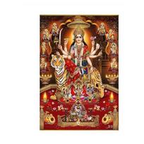 @ Tradicinis indiškas sienos paveikslas su deive Durga, daugiaspalvis UKZQ297 50% nuolaida beige