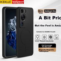 Case for Huawei P60 Phone, Protective Cover for Huawei P60 Pro, Skin-Friendly Liquid Silicone Magnetic Full Lens Protection Soft Cover, Midnight Black