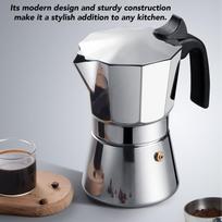 Stainless Steel Moka Pot Octagonal Design Stovetop Espresso Maker Coffee Percolator  For Camping 6cup white