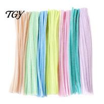 Chenille Stems for Pipe Cleaners 100Pcs Handicrafts, Flexible DIY Decorative Plush Strips Crafts Art Projects, Multi-colored Kids Adults Floral B green