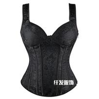 Women Sexy Vintage Side Zip Lace Up Waist Cincher Corset Bustier S
