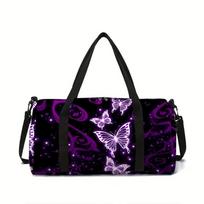 Women's Large Travel Bag Purple Butterfly Pattern Multi-Functional Duffle Tote Bag Handbags Waterproof Gym Bags For Boys/Girls black