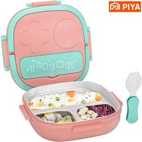 500 ml nerūdijančio plieno Bento dėžutė, izoliuota pietų dėžutė, skirta vaikams, mažiems mergaitėms, metalinės porcijos dalys, nepralaidžios pietų indų dėžutės rožinė