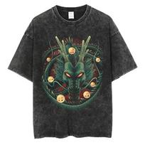 Dragon Ball Z 2026 Summer Men Cotton Tshirt Streetwear Washed Black Oversized Short Sleeve Casual Daily Wear Gogeta Vs Broly Art L black