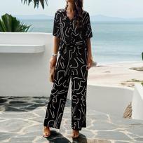 Diyun Women's Wildberries 1116 Spring/Summer Elegant Printed Short-Sleeve Set S juoda