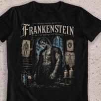 Frankenstein T-Shirt, Mary Shelley Gothic Horror Tee M gray