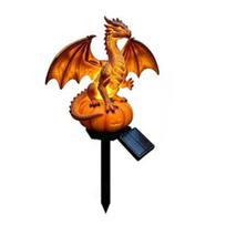 Mysterious Night Garden Decor Gothic Resin Dragon Statue Ground Stake, Solar Figurine, Outdoor Fantasy Decorative Lawn Accents for Halloween 1pc