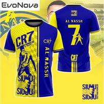 CR7 Al Nassr 3D Print Sports Quick-dry Breathable Men Women T-shirt Outdoor Football Jersey Team Training Short-sleeve S yellow