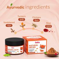 BabyOrgano Ayurvedic Ubtan Bath Powder for Babies, Kids & Mothers 0+ Months | Tan Removal & Skin Brightening | Sandalwood Turmeric Neem & Green Gr beige