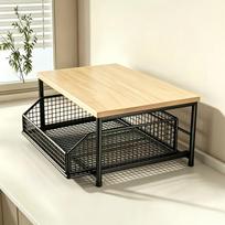 Kitchen Counter Storage Rack with Metal Drawer, Solid Wood Pull-Out Organizer for Coffee Maker, Microwave, Tableware and Appliances juoda