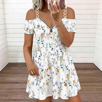 Women Sling Plus Size Dress Vintage Floral Printed Flowy Summer Casual Dress XS brown
