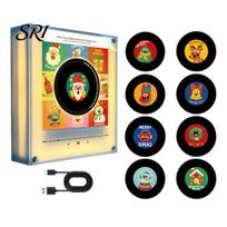 Individualizuojamas vinilinės plokštelės magnetukas grotuvas šaldytuvo magnetukas, su 9 programuojamomis plokštelėmis, 128MB atmintimi, be muzikos, akrilinis LED naktinis šviestuvas, NFC magnetinis Not rotatable gray