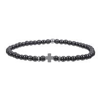 Men's Black Gallstone Cross Bracelet 4mm Volcanic Stone Red Turquoise Bracelet Couple Gift Bracelet Bracelet gray