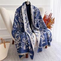 Luxury Ethic Cashmere Jacquard Pashmina Shawl Lady Wrap Warm Winter Scarves Design Print Female Foulard Poncho Stoles Scarf 63X180 cm gray