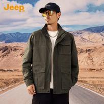 JEEP Men's Pure Cotton Multi-Pocket Workwear Jacket XL armijos žalia spalva