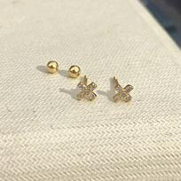 18K Gold Plated 925 Sterling Silver Mini Cross Screw Stud Earrings - Sleep-Friendly, Versatile for Daily Wear 925 Silver beige