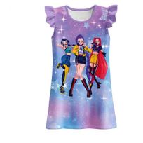 Kpop Witch Hunt Printed Flying Sleeves Sleeping Dress Girls Casual Cute Comfortable Fashionable Dress 110 gray