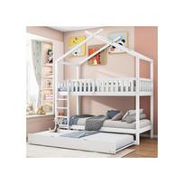 Bunk bed - MUVOE - three beds - 90x200 cm - convertible into 3 beds - solid pine balta
