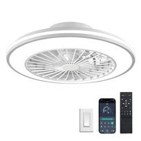 110V-220V 20 Inch Silent Bedroom Fan Lamp Household Six Speed Adjustable Ceiling Fan Light Electric Ceiling Fan Light 1076-White white