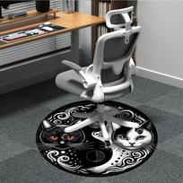 1 vnt. Yin Yang Katės Kėdės Kilimas Biurui, Apvalus Neslystantis Patvarus Didelio Dydžio Biuro Kilimas, Tinka Biurui 80cm gray