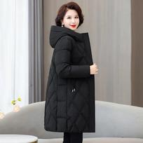 „Snow Wear“ žieminis paltas moterims, pūkinė striukė šilta stora laisvalaikio žieminė striukė su gobtuvu Ilgas Parkas paltas L juoda
