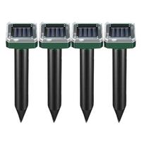 4-1x Solar Animal Repellant Waterproof Ultrasonic Gopher Repeller Stake Simulated Seismic Wave Repellent Devices for Garden Farm gray