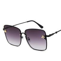 2024 New Fashion Lady Oversized Rimless Square Bee Sunglasses Women Men Small Glasses Gradient Sun Glasses Female UV400