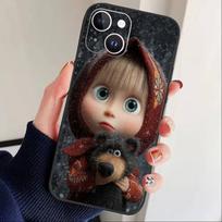 Cute M-Masha and Bears Phone Case For iPhone 16,15,14,13,12,17,Pro Max,Plus Silicone Black Case iPhone12PROMAX