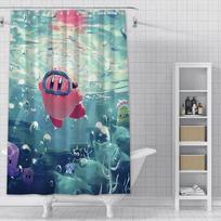 Cute Kirbys Shower Curtain Waterproof Polyester Fabric Paint Colorful Bath Curtains Home Bathroom Decor Curtain With Hook W60H190(CM)-1 Pcs