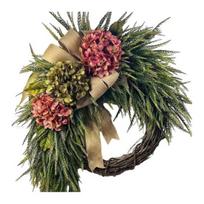 Rustic Hydrangea Wreath with Burlap Bow Farmhouse Wall Door Hanging Decor for Home Garden Wedding Artificial Floral Garland for Spring Summer D black
