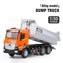 Huina Alloy Truck Model 1/50 Diecast Semi-Alloy Dump Truck Transporter Contruction Engineering Collection Model for Boys Gift oranžinė