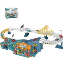 Electric Car Track for Children Race Parking Lot Racing Rail Mini Car Diecast Garage Holiday Gifts Birthday Kids Educational Toy gray