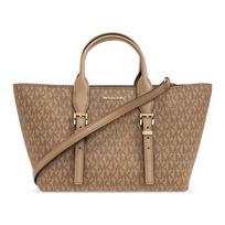 MICHAEL KORS Moore Letter Logo Logo Zipper Closure Coated Canvas Tote Bag Shoulder Bag Handbag Women's Light Brown ruda
