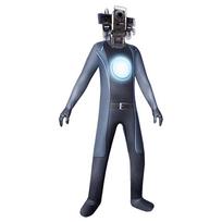 Skibidi Toilet Tv Man Cosplay Costume Halloween Role Playing Events Party Game Camera,Adult 160 gray