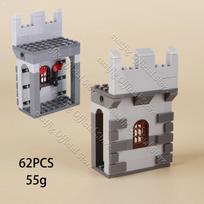 MOC Medieval Castle Wall Building Blocks Military War Solider Figures Knight Arms Horse Shed Stable Furnace DIY Bricks Kids Gift gray