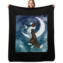 Reach For The Stars - Cardigan Welsh Corgi Throw Blanket Cozy Warm Blanket for Bed Room Decor Size: 75*100cm, Weight: 230 GSM